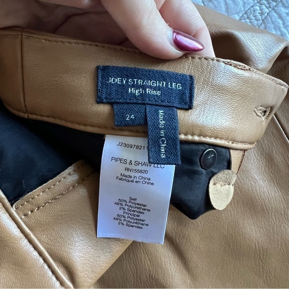 Veronica Beard - Joey Vegan Leather Straight-Leg Pant - Cognac - Picture 8 of 15